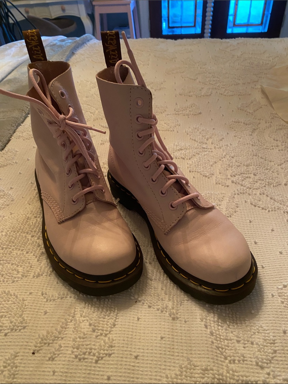 Dr. Martens Light Pink 8-Eye Lace-Up Boots